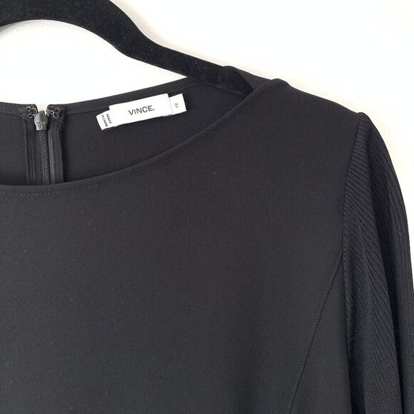 Vince Womens Black Long-Sleeve A-Line Shift Dress Back Zipper Closure Size 12 - Picture 4 of 9